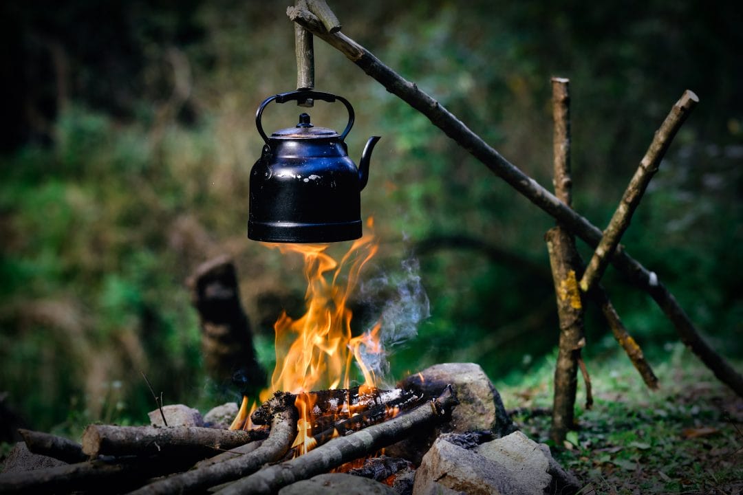 Basic Skills 101: Survival Techniques 1 Teapot over campfire