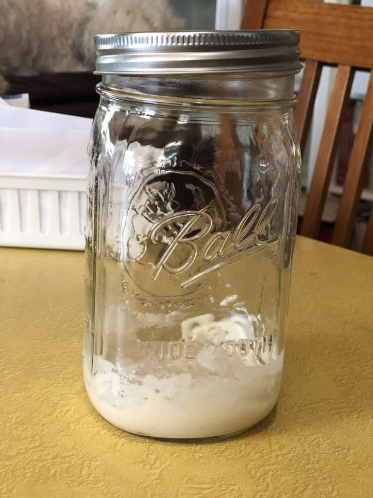 Mixed flour and water